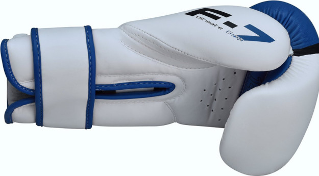 Blue-White Leather Boxing Gloves for Sparring
