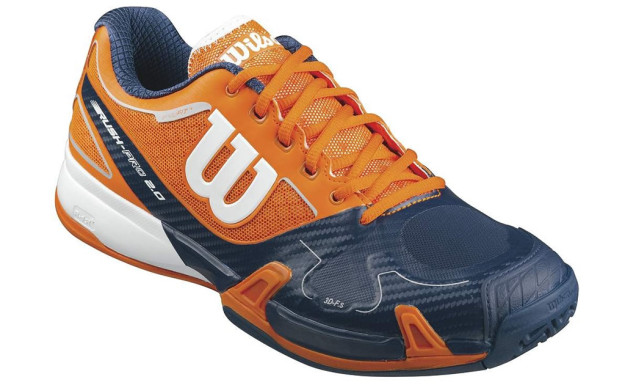Orange-Navy Men's Rush Pro 2.0 Tennis Shoes By Wilson