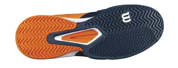 Orange-Navy Wilson Men's Rush Pro 2.0 Tennis Shoes
