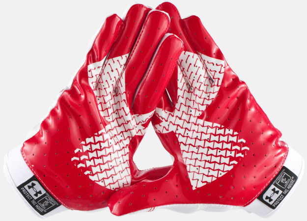 Red Under Armour Men's F4 Football Gloves