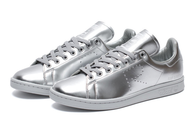 Silver Stan Smiths Sneaker by Raf Simons x adidas Originals