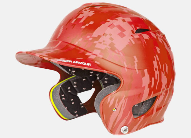 Red Under Armour Batting Helmet