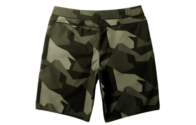 Green Eclipse Black Camo Swim Trunks By Aether Apparel, Back