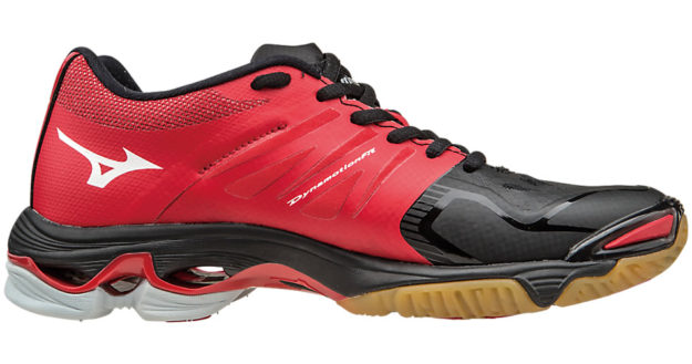 Red Mizuno Women's Volleyball Shoes, Side