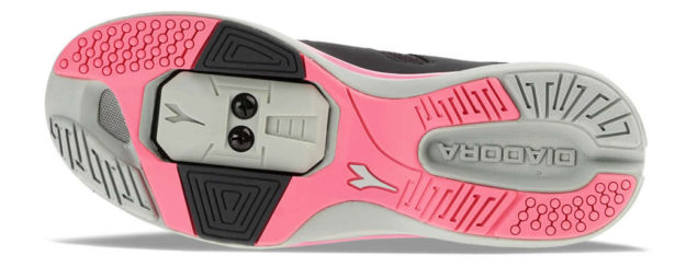 Pink Women's indoor cycling shoes by Diadora, Sole